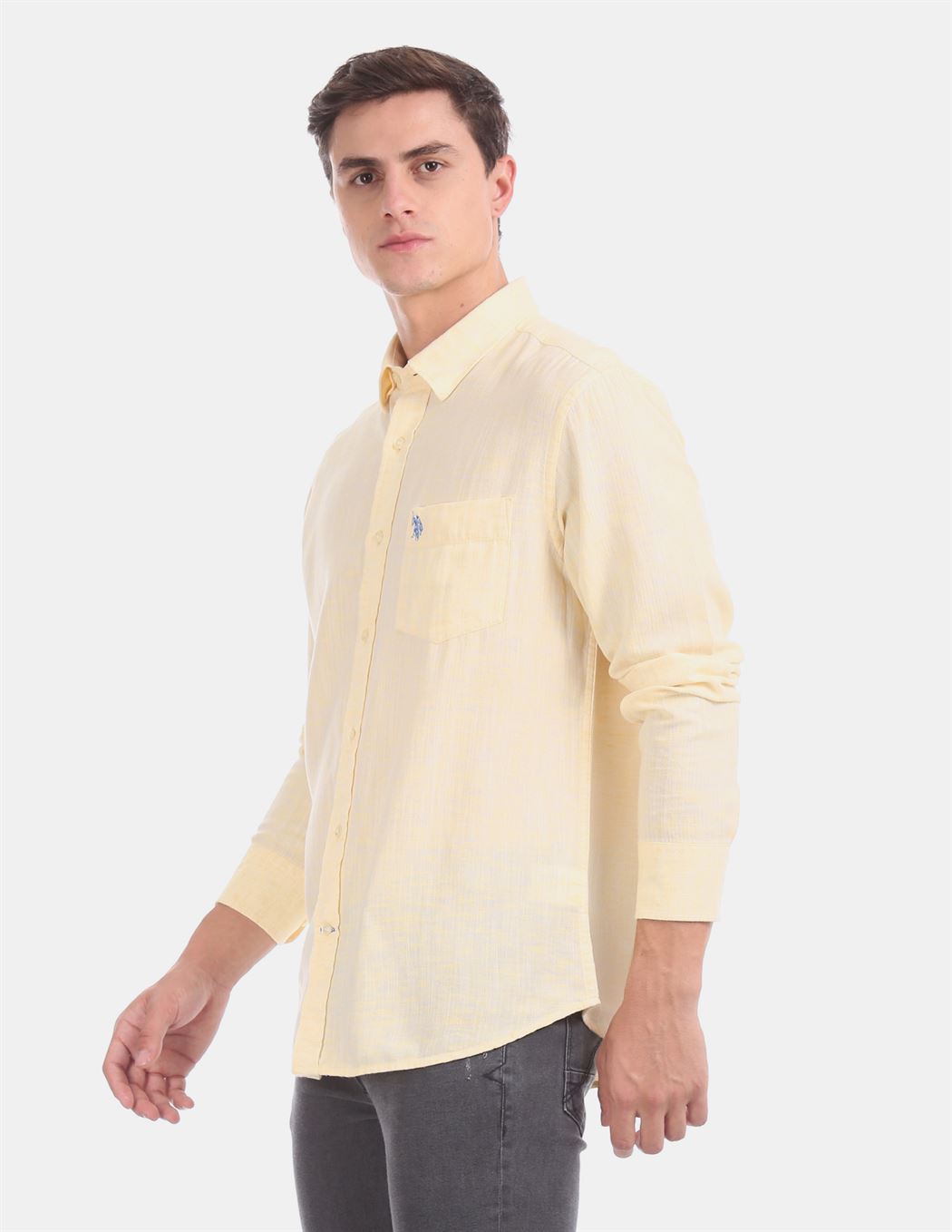 U.S.Polo Assn. Men Casual Wear Yellow Shirt
